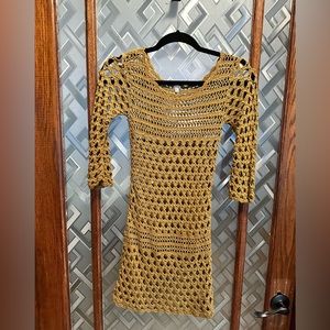 I LOVE H81 Olive/ Mustard Green Crochet Dress. Size S